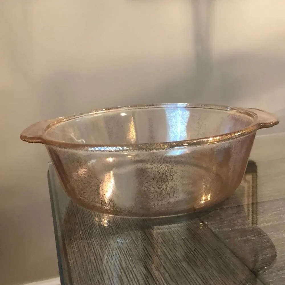 Vintage Gold Encrusted Sparkle Fire-King “Georges Briard” 2 Quart Casserole Dish